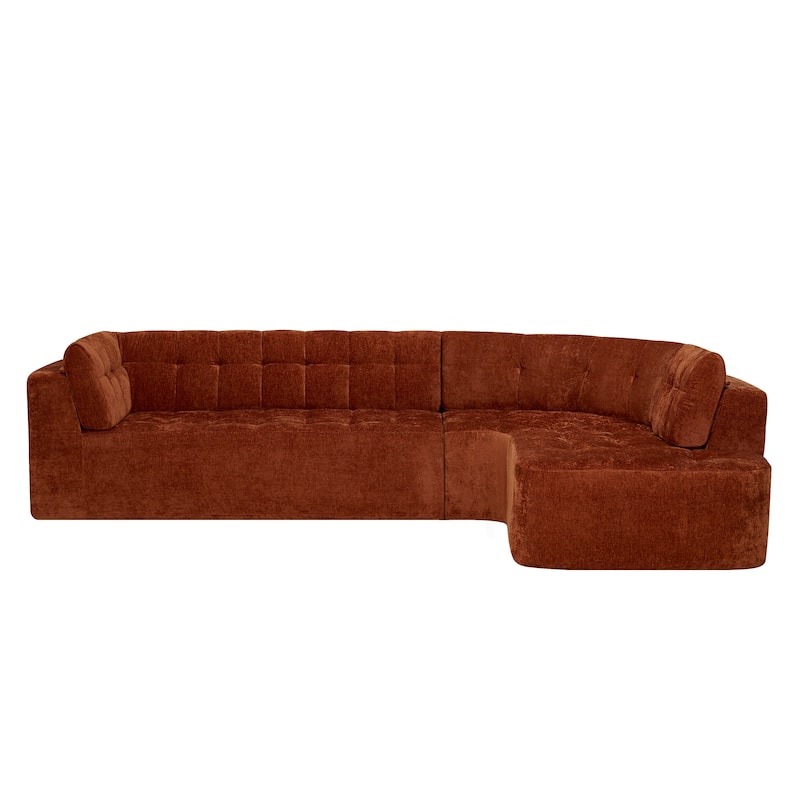 Christopher Knight Home - Modern L-Shaped Corner Sectional Sofa, Fully Upholstered Arms, Curved Right-Hand Facing, Tufted Design