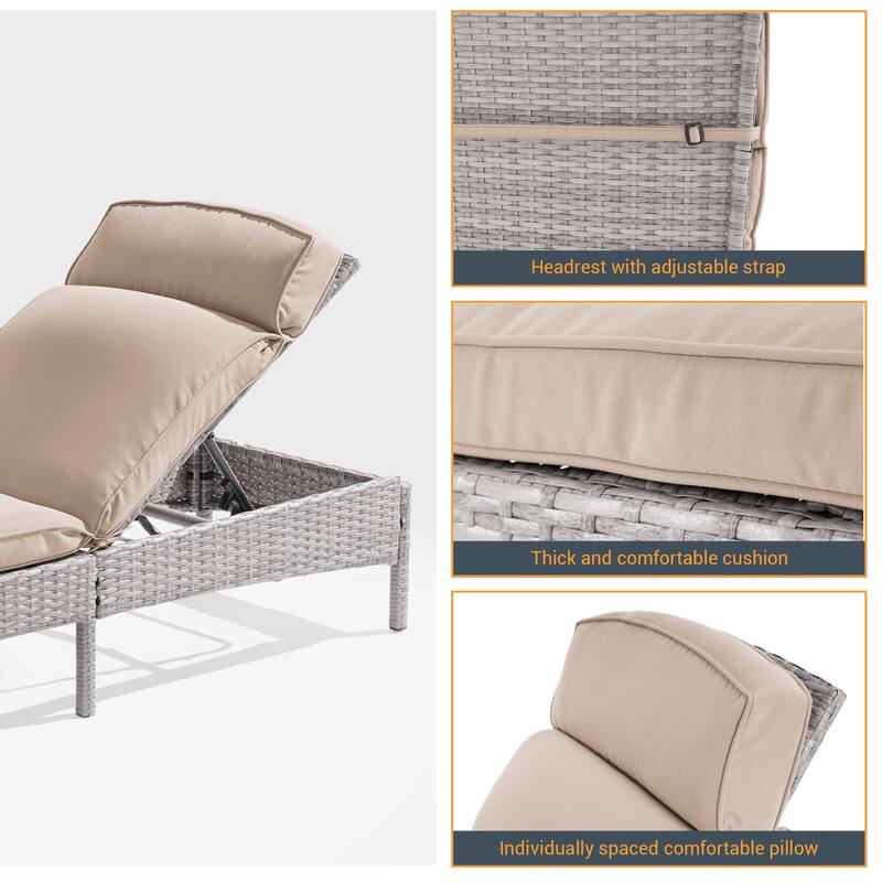 LIVOOSUN 2Pcs Patio Chair Rattan Single Lounge Water-Repellent Cushion