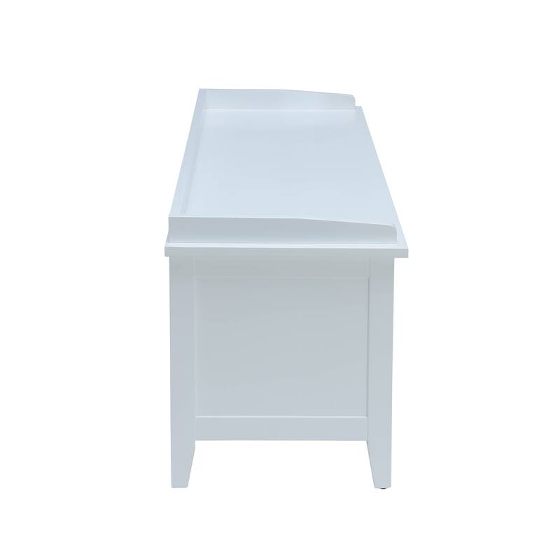 Rattan and White Finish Bench W/Storage
