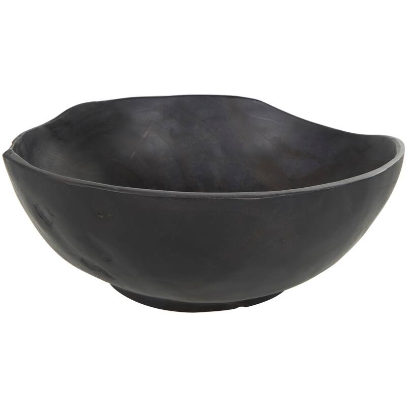 Brown or Black Teak Wood Handmade Decorative Bowl with Natural Grooves