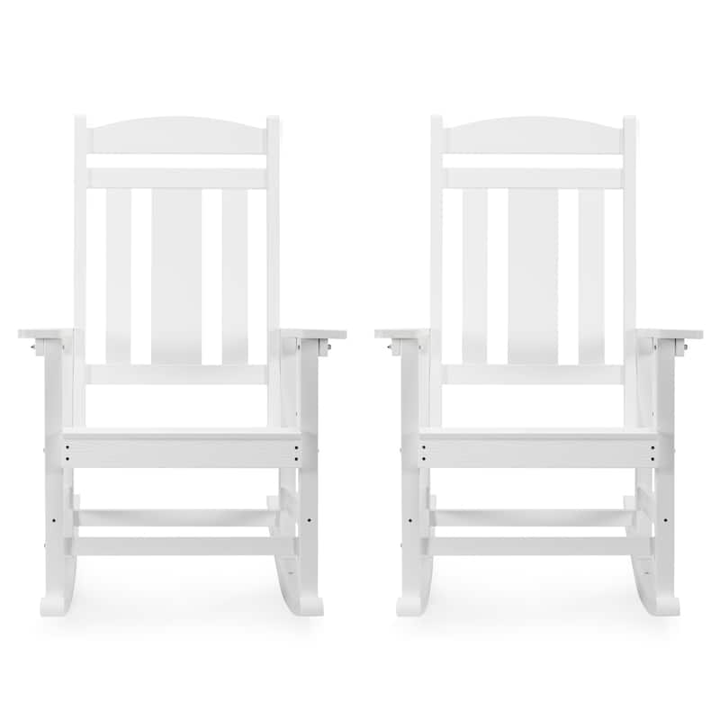 Eco-Friendly Plastic Outdoor Adirondack Rocking Chairs For Porch Set of 2