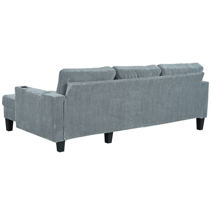 Convertible Sectional Sofa with L-Shaped Storage Chaise, Corner Sofa with Cup Holder & USB Ports, Corduroy Fabric Sleeper Sofa