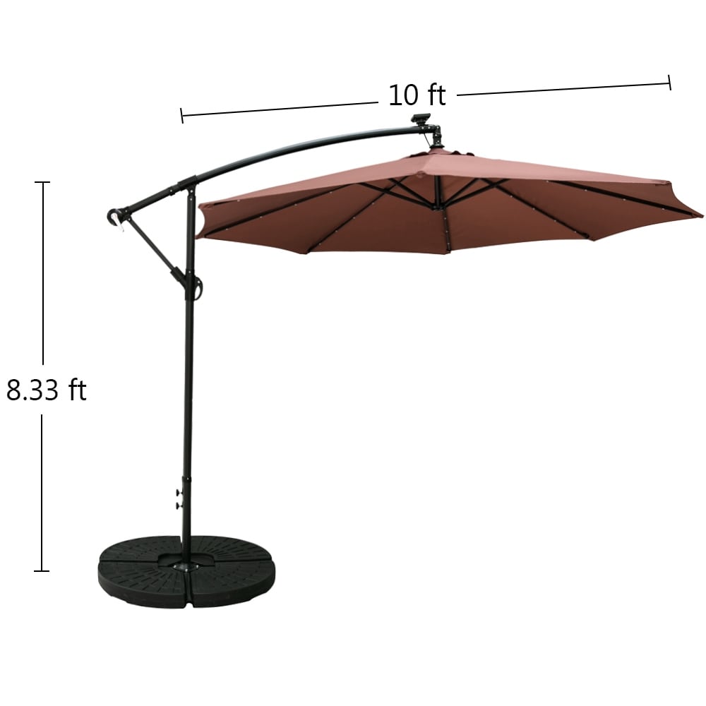 Shop Black Friday Deals On Ainfox 10ft Solar Offset Hanging Patio Umbrella Base Not Included Overstock 31727510