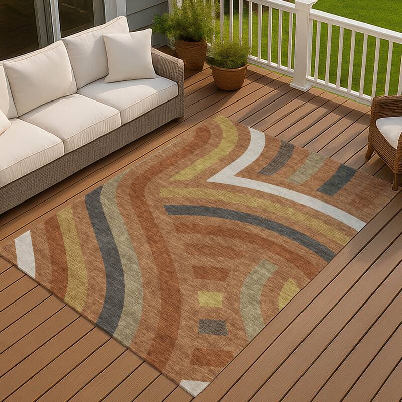 Machine Washable Indoor/ Outdoor Modern Jalen Chantille Rug