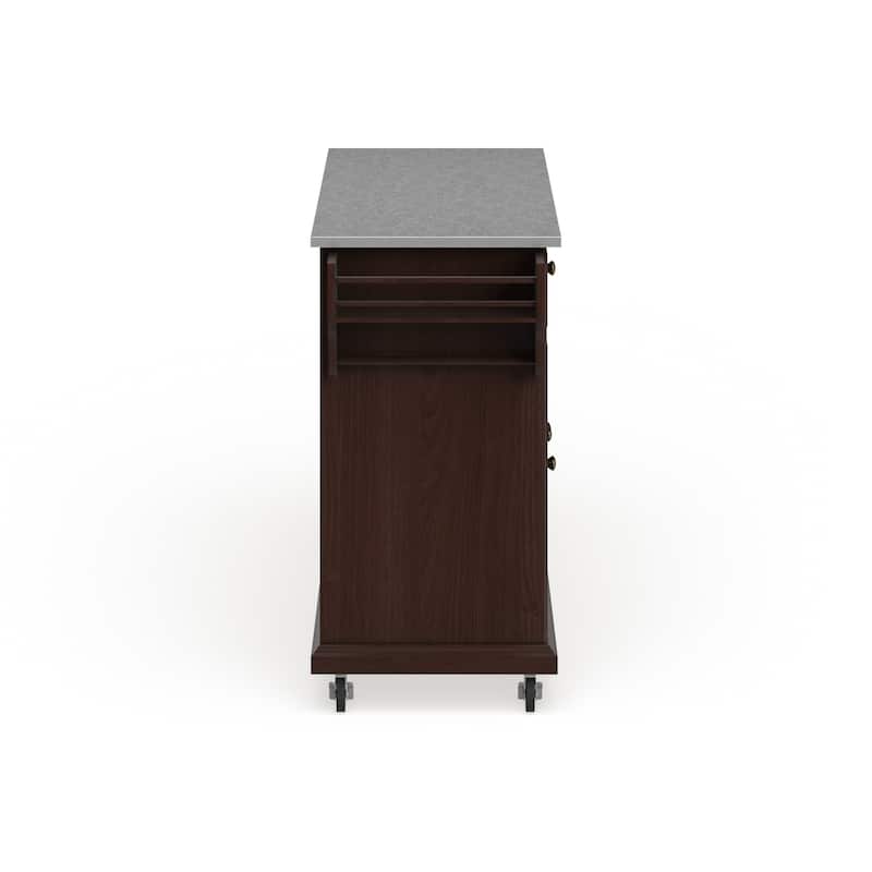 Crosley Full Size Vintage Mahogany Stainless Steel Top Kitchen Cart/ Island - 18"d x 51.5"w x 36"h