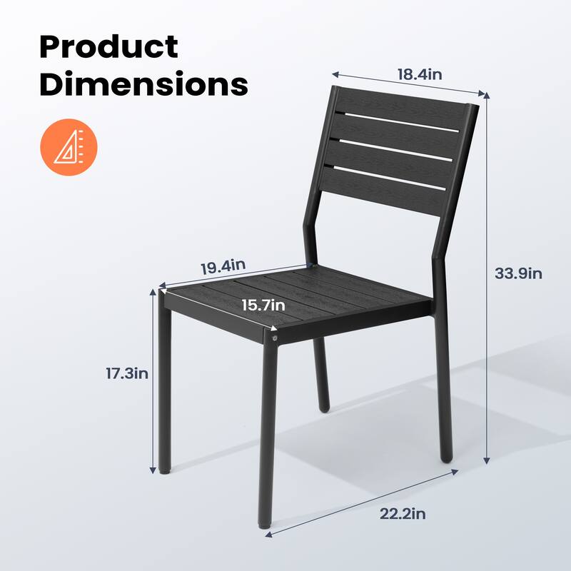 VredHom Outdoor Stackable Aluminum Patio Dining Chairs - Set of 2