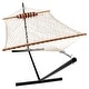 preview thumbnail 64 of 71, Sunnydaze Rope Hammock with 12-Foot Stand, Hammock Pad & Pillow
