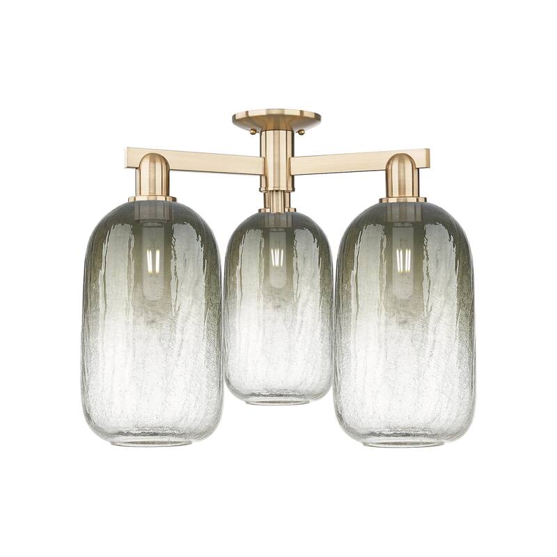 Innovations Lighting 716-3F-17-25 Brookhaven Cloche Semi-Flush - Champagne Bronze / Slate