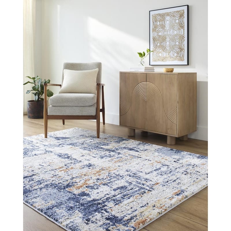 Livabliss Andorra Plus Modern Abstract Area Rug - Dark Blue - 2' x 2' 11"