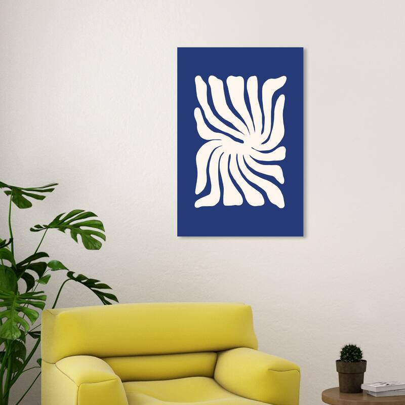 Wynwood Studio Canvas Abstract Abstract Floral Stamp Blue and Modern & Contemporary Wall Art Canvas Print - 20 x 30