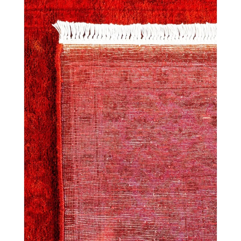 Overton Hand Knotted Wool Vintage Inspired Modern Contemporary Overdyed Orange Area Rug - 3' 1" x 13' 0"
