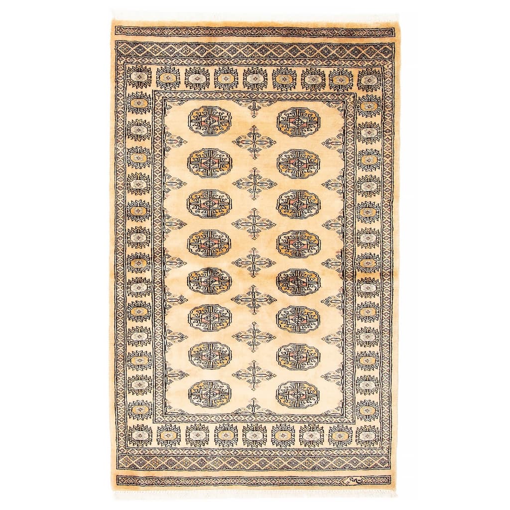 ECARPETGALLERY Hand-knotted Peshawar Bokhara Beige Wool Rug - 3'3 x 5'4
