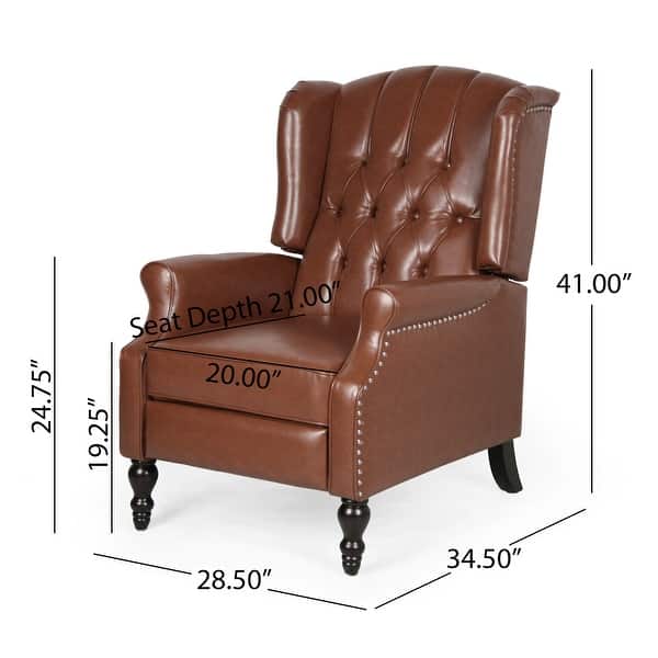 Walter Brown Bonded Leather Recliner Club Chair by Christopher Knight
