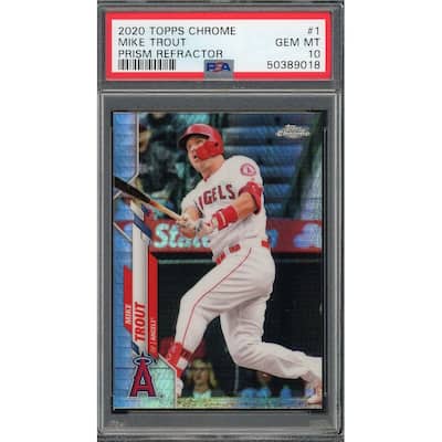 Mike Trout 2020 Topps Chrome Prism Refractor Baseball Card #1 Graded PSA 10 GEM MINT - 8'6" x 11'6"