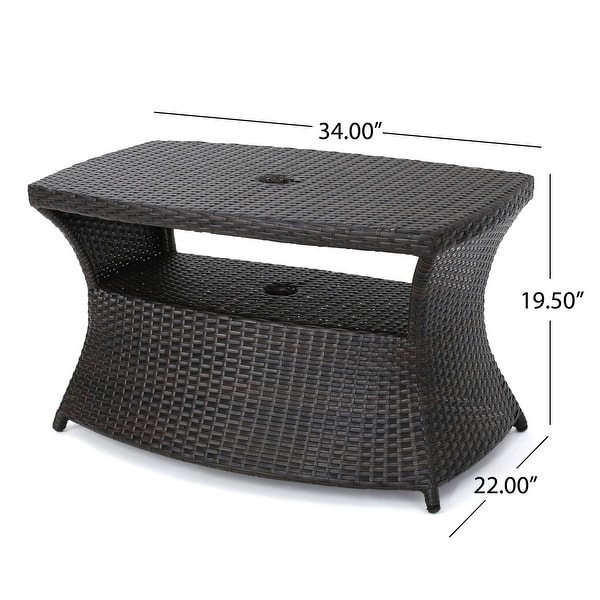 Wicker side table outlet with umbrella hole