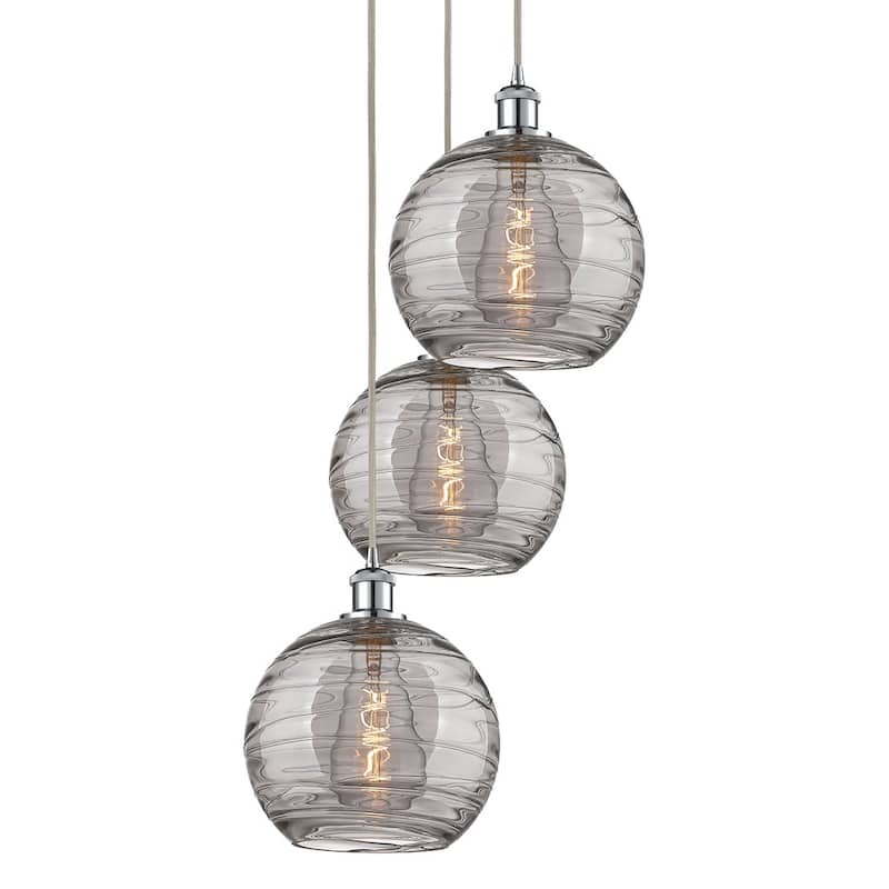 Innovations Lighting 113B-3P 36 17 Athens Deco Swirl Pendant Athens - Polished Chrome / Light Smoke Deco Swirl
