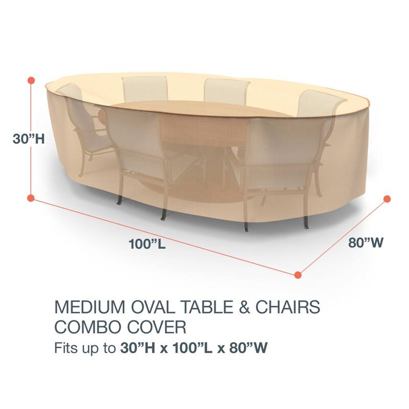 Budge Sedona Tan Outdoor Oval Table and Chairs Combo Cover Multiple Sizes