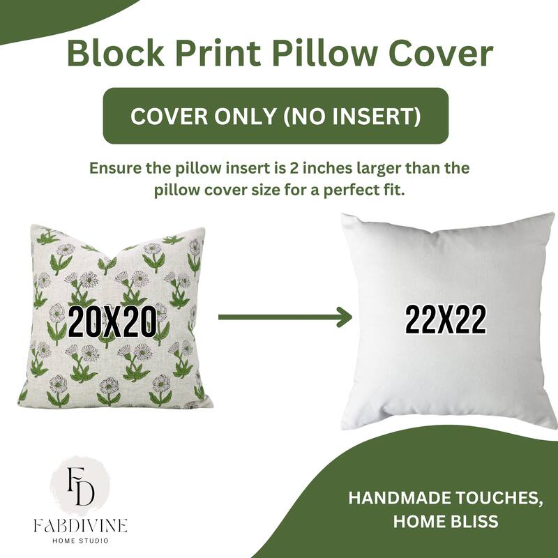 Fabdivine Hand Block Home Decorative Accent Sofa, Couch Throw Linen Cushion Cover