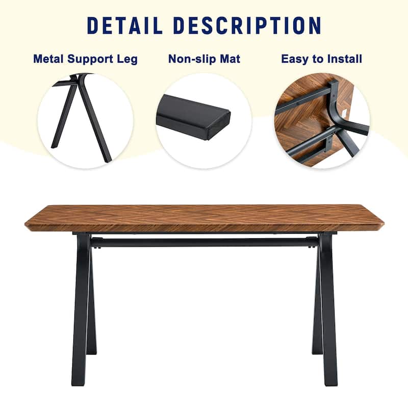 Herringbone Pattern MDF Dining Table - A Perfect Match for Modern Minimalist and Industrial Home Styles