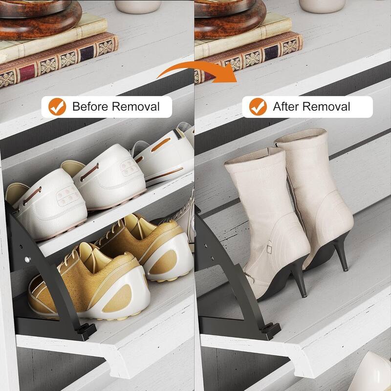 Narrow Shoe Cabinet Organizer with 3 Flip Drawers for Entryway, Hallway, Living Room