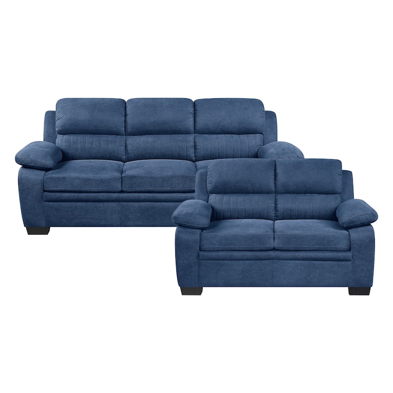 Onofre 2-Piece Fabric Living Room Sofa Set - Blue
