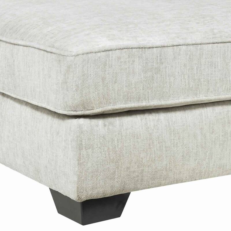 Fabric Upholstered Oversized Ottoman with Tapered Legs, Off White