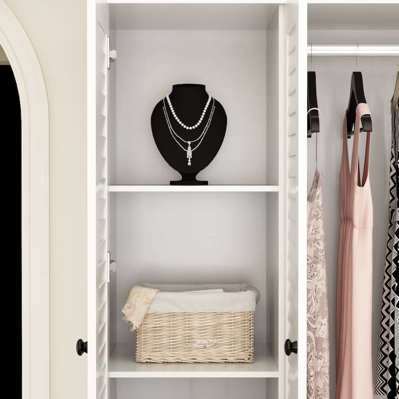 Wardrobe Armoire Closet 59"W Large Freestanding Wardrobe Cabinet White