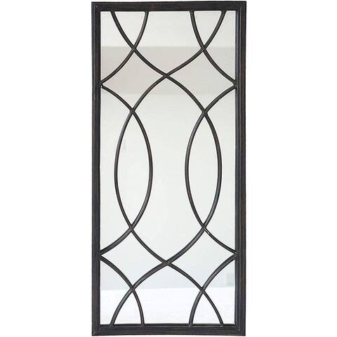 Rectangle Window Pane Metal Wall Mirror, Black