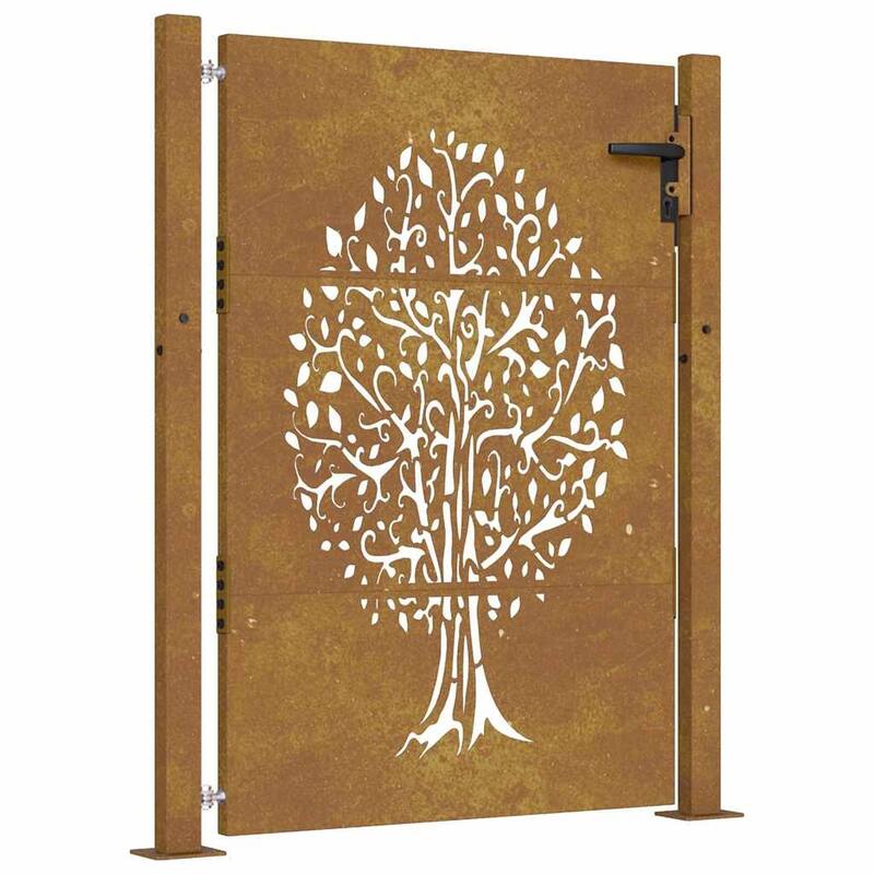 vidaXL Garden Gate Corten Steel Tree Design