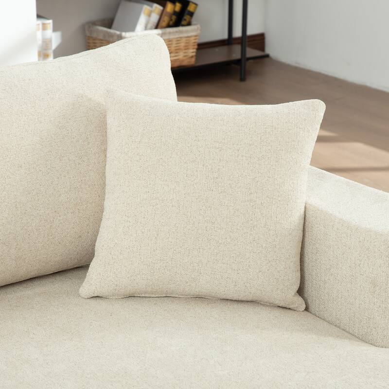 56.3"W Modern Chenille linen Loveseat Sofa,Sofa Bed with Pillows&Metal Legs