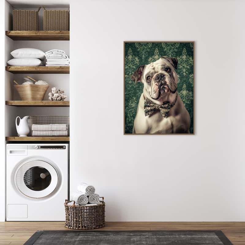 The Gentleman Bulldog by Mowzu Framed Canvas Wall Art