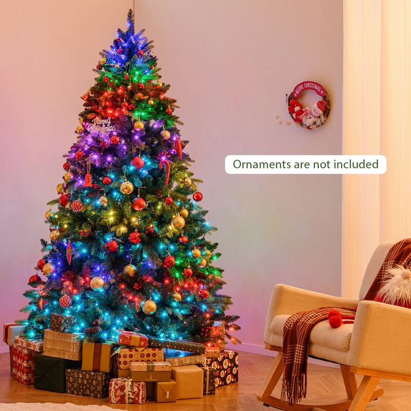 Costway 5/6/7/8 FT Artificial Christmas Tree with 250/370/500/650 RGB - Green - See Details