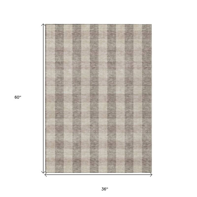 HomeRoots Plaid Transitional Rectangle Outdoor Rug