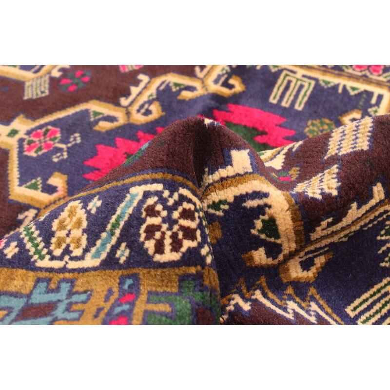 ECARPETGALLERY Hand-knotted Teimani Dark Navy Wool Rug - 2'7 x 4'6