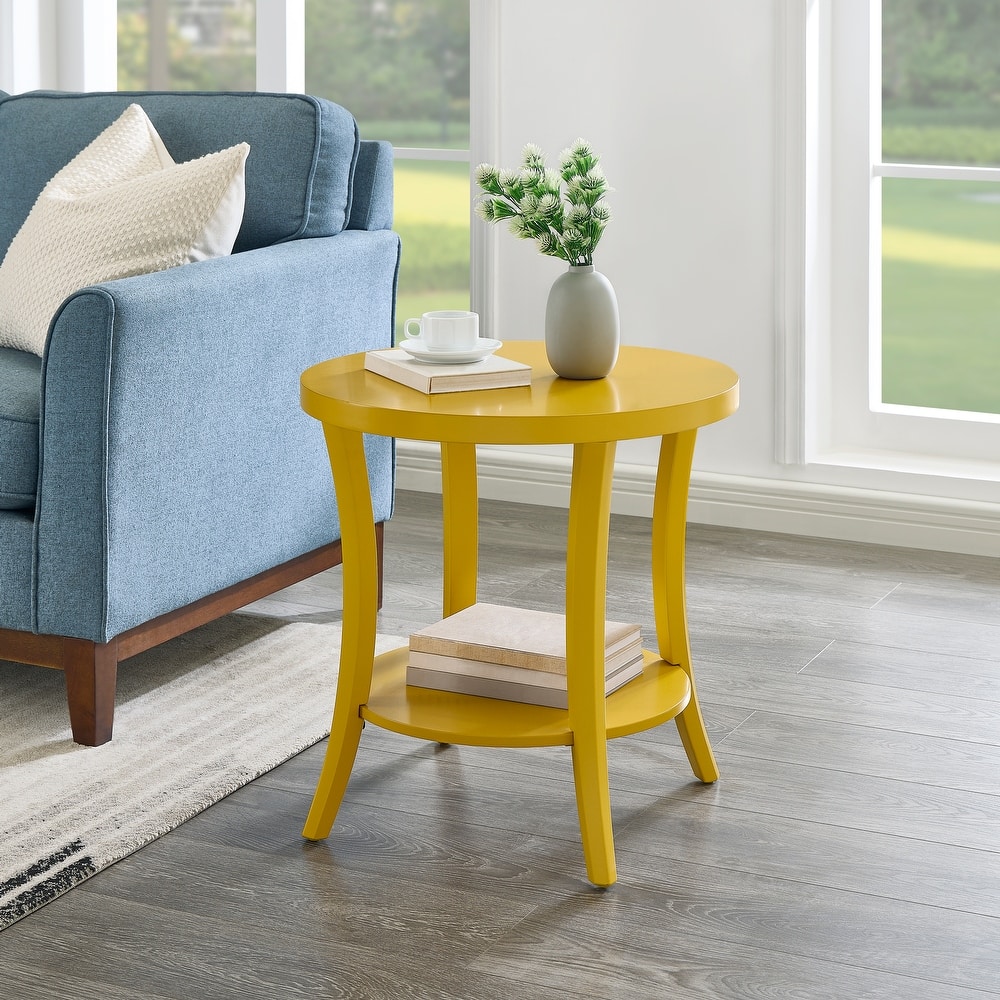 Roundhill Furniture Perth Contemporary Round Shelf End Table