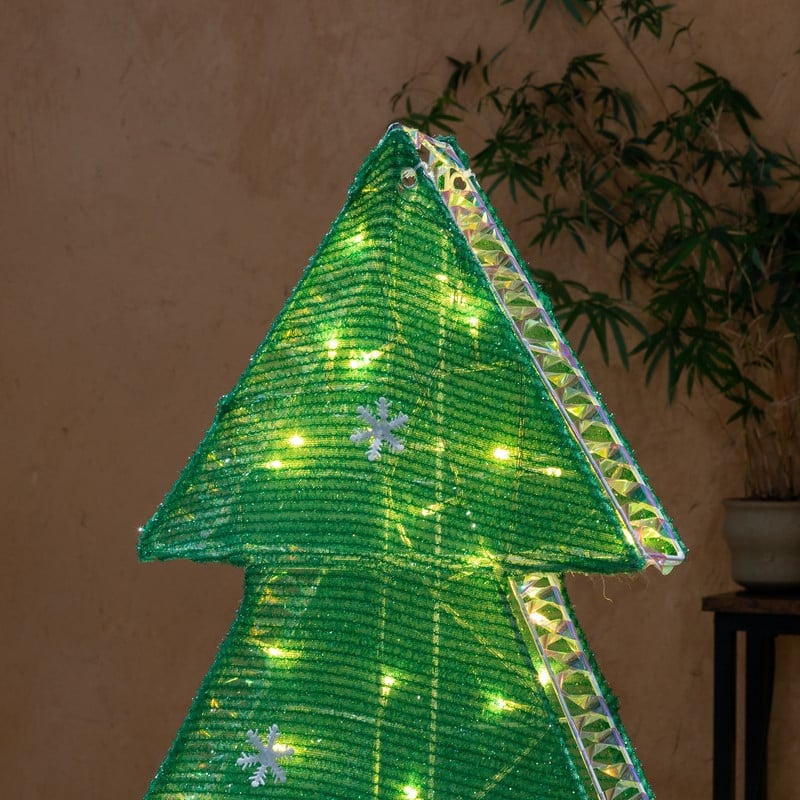 4FT Pre-lit Christmas Tree Holiday Decor with 110 Warm White LED Lights - Green