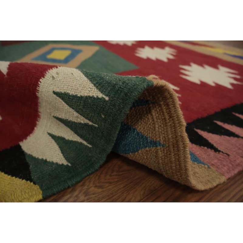 Hand Woven Oriental 100% Wool Carpet Southwestern Modern Multi-Colored Kilim Area Rug - 6' 0'' X 5' 8''