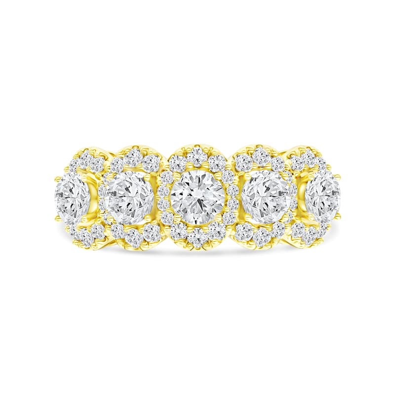 IGI Certified 1ct TDW Diamond Halo Ring in 14K Yellow Gold for Women