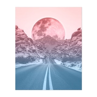 Bicolor Road Red Moon Photography Desert Landscape Art Print/Poster ...