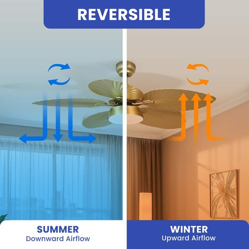 Moasis 52" Palm Leaf Ceiling Fan with Light Tropical Style with Remote