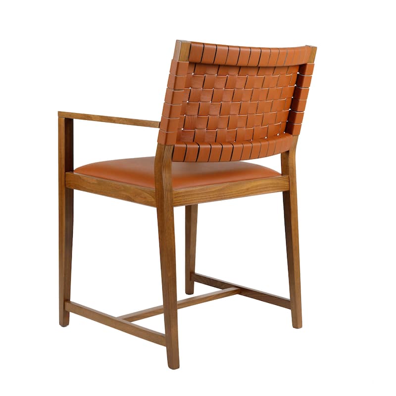 Linon Edrem Mid-Century Brown Leather Arm Chair