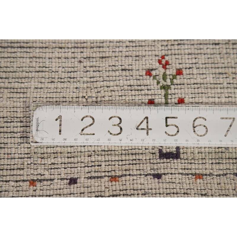 Modern Gabbeh Oriental Area Rug Handmade Beige Wool Carpet - 5'9" x 7'9"