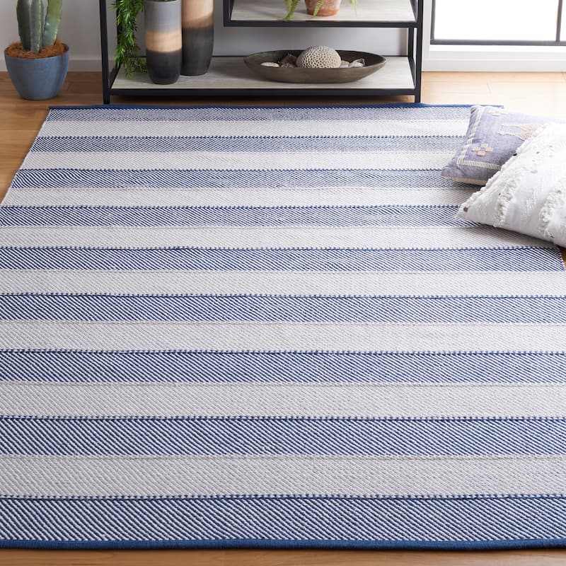 SAFAVIEH Handmade Flatweave Striped Kilim Sommer Cotton Rug - 4' x 6' - Grey/Blue