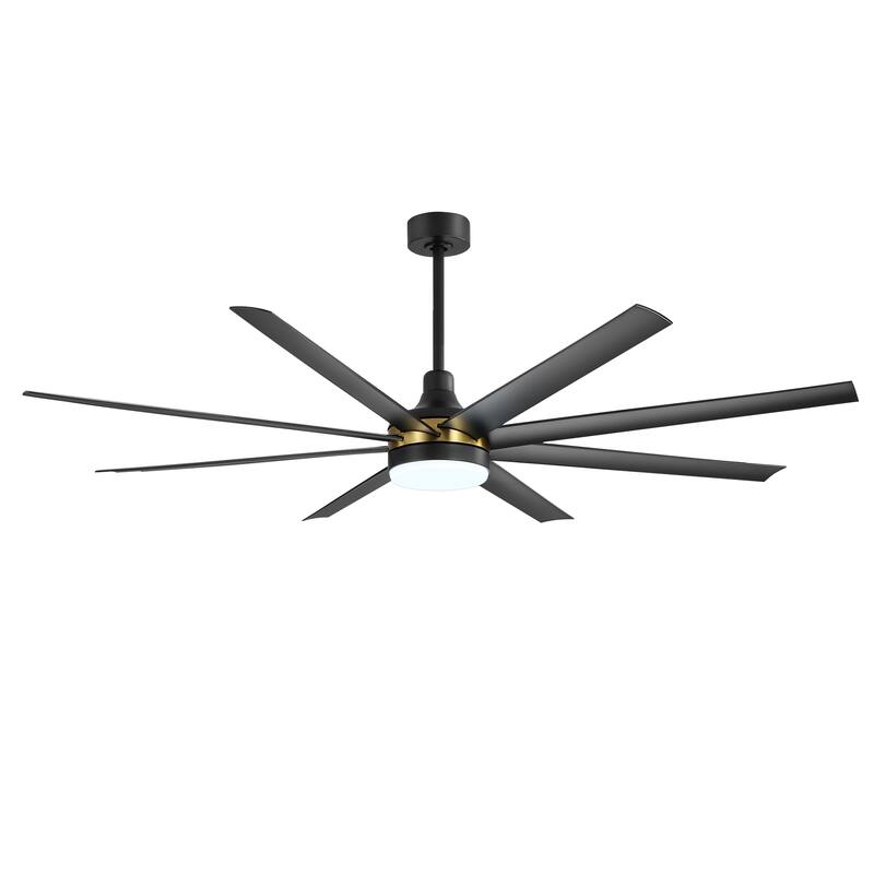 72 Inch Black Morden LED Ceiling Fan with Light Remote(8-Blade)