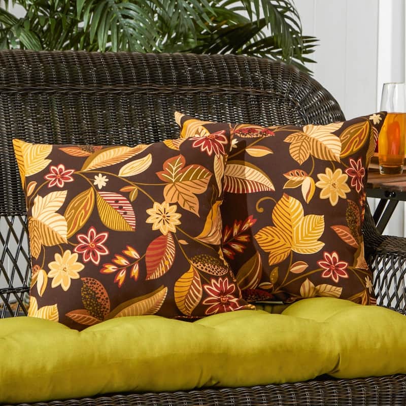 Timberland Floral Outdoor 17-inch Accent Pillow (Set of 2) by Greendale Home Fashions