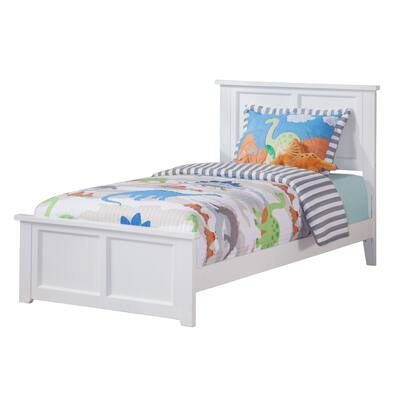 Twin Bed Frame Modern Traditional Style White Finish, Matching Footboard, Bedroom Furniture