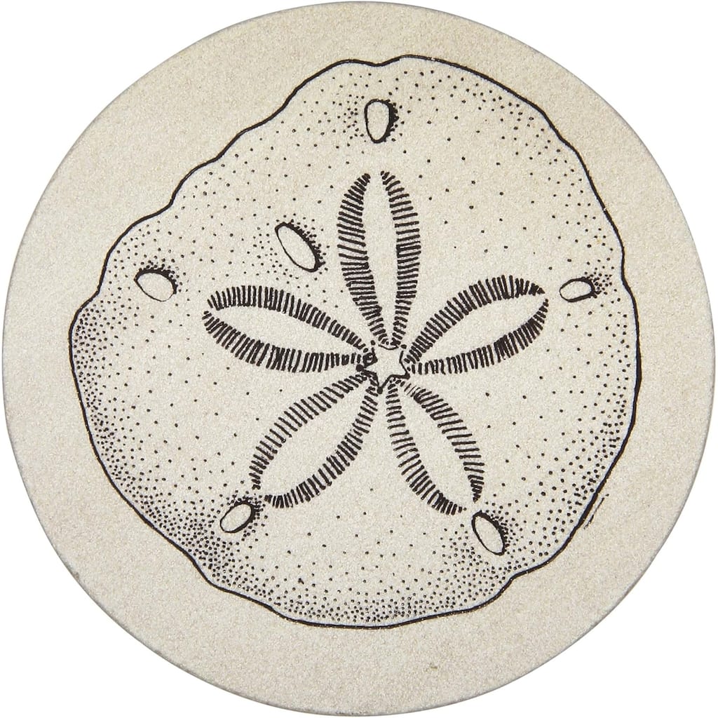Sand Dollar 4 Pack Round Absorbent Stone Coasters Manufactured in The USA Decorative, Absorbent, Easily Wipes Clean