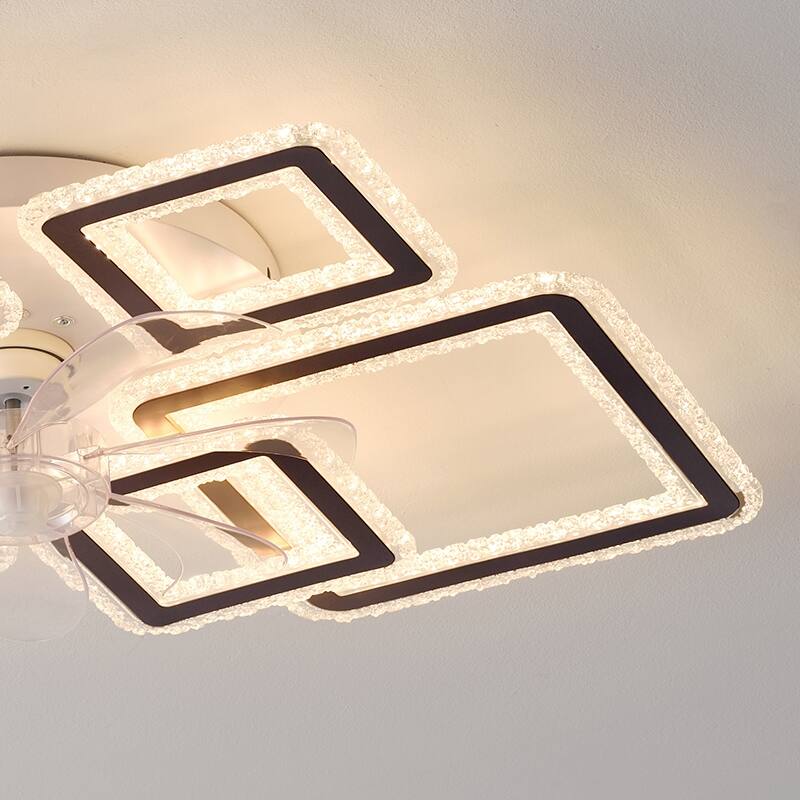 33-inchBlack Ceiling Fan with Lights Remote Control and APP Control, Dimmable with Remote 7 Blades 6 Speeds of Wind - Black