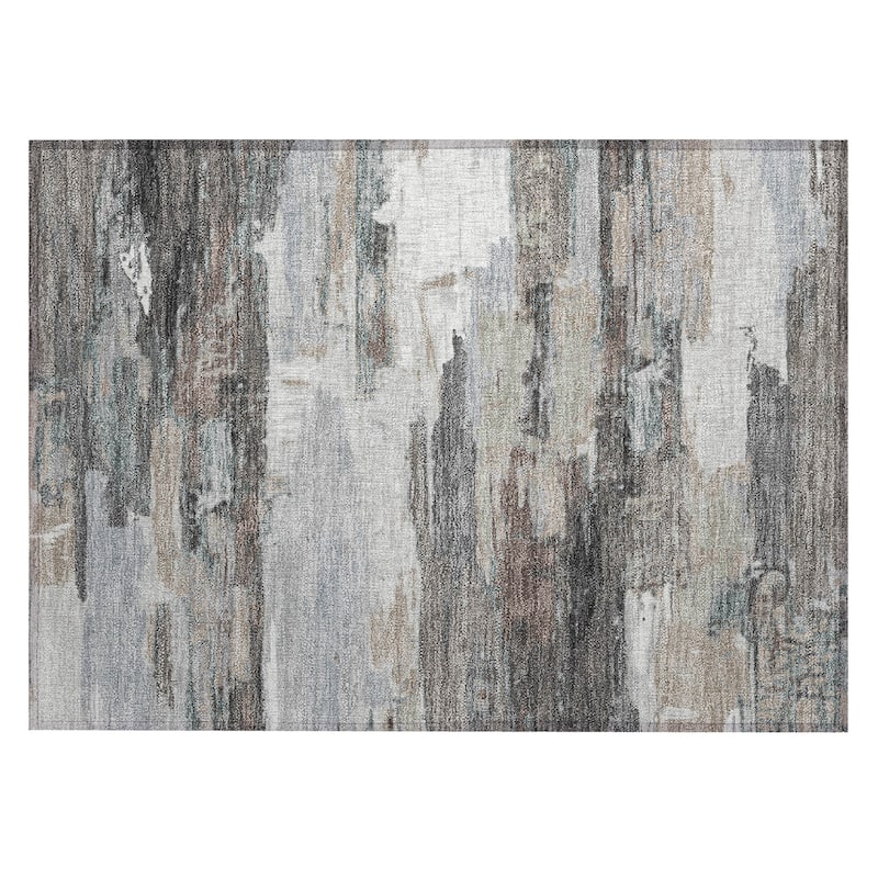 Machine Washable Indoor/ Outdoor Abstract Contemporary Chantille Rug