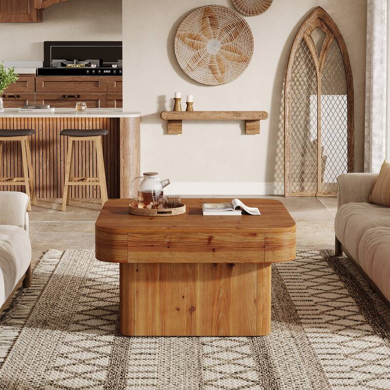 31.5'' Farmhouse Square Coffee Table for Small Spaces